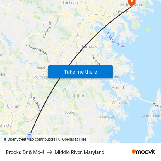 Brooks Dr & Md-4 to Middle River, Maryland map
