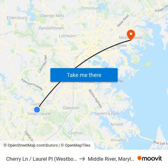 Cherry Ln / Laurel Pl (Westbound) to Middle River, Maryland map