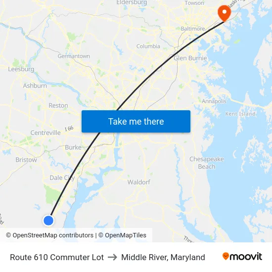 Route 610 Commuter Lot to Middle River, Maryland map