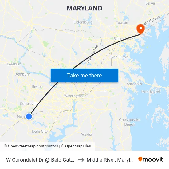 W Carondelet Dr @ Belo Gate Dr to Middle River, Maryland map
