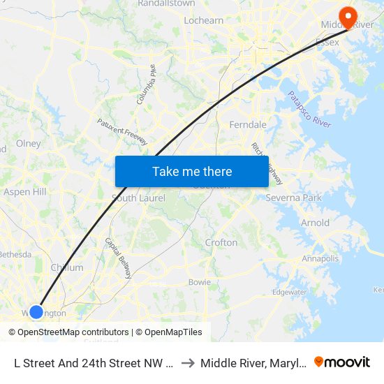 L Street And 24th Street NW (Wb) to Middle River, Maryland map