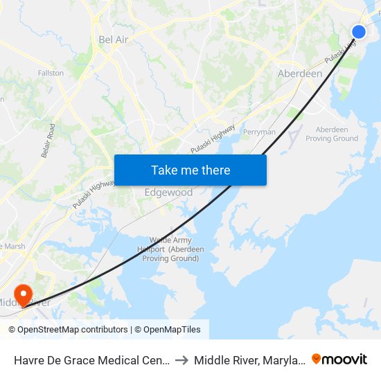 Havre De Grace Medical Center to Middle River, Maryland map