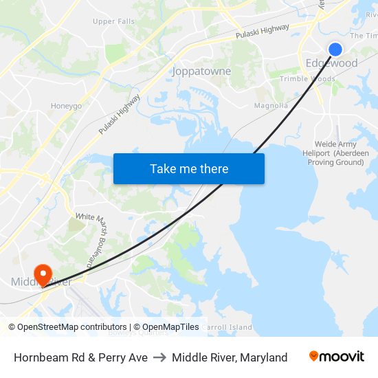 Hornbeam Rd & Perry Ave to Middle River, Maryland map