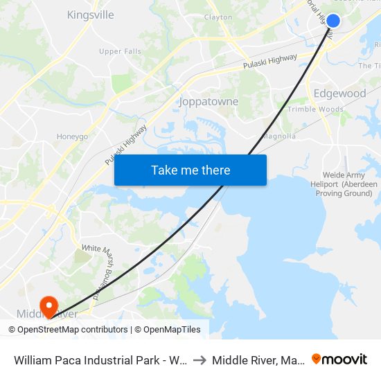 William Paca Industrial Park - Westbound to Middle River, Maryland map