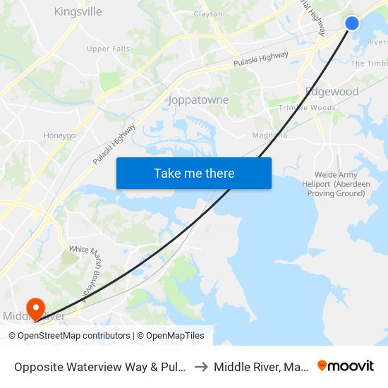 Opposite Waterview Way & Pulaski Hwy to Middle River, Maryland map
