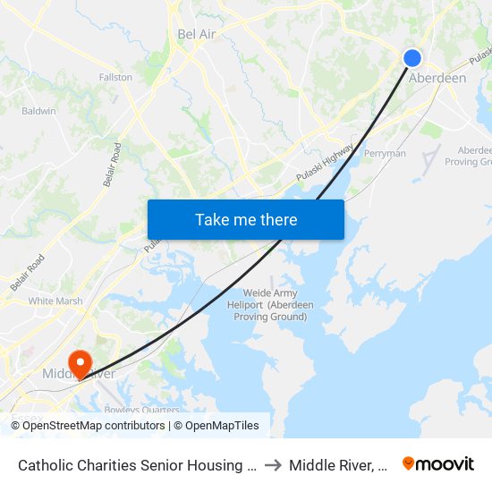 Catholic Charities Senior Housing (901 Barnett Ln) to Middle River, Maryland map