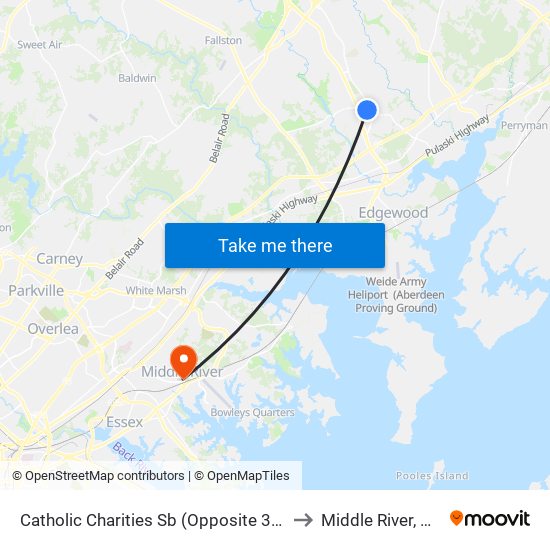 Catholic Charities Sb (Opposite 3001 St. Clair Ln) to Middle River, Maryland map