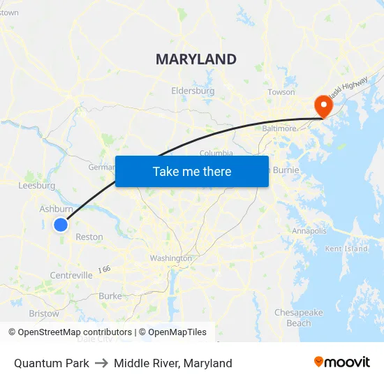 Quantum Park to Middle River, Maryland map