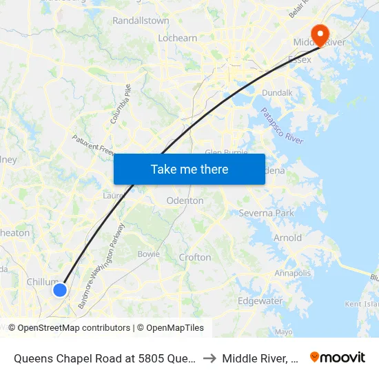 Queens Chapel Road at 5805 Queens Chapel Road to Middle River, Maryland map