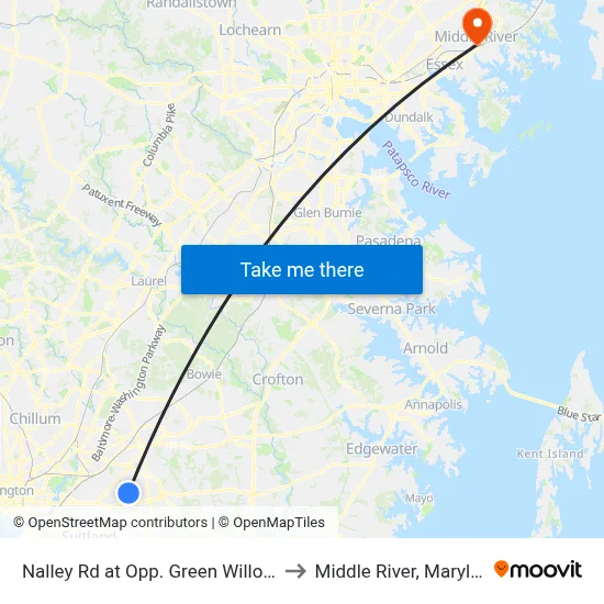 Nalley Rd at Opp. Green Willow Ct to Middle River, Maryland map