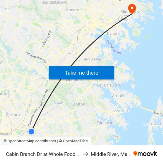 Cabin Branch Dr at Whole Foods Entrance to Middle River, Maryland map