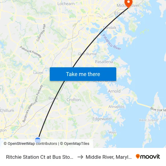 Ritchie Station Ct at Bus Stop #1 to Middle River, Maryland map