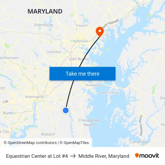Equestrian Center at Lot #4 to Middle River, Maryland map