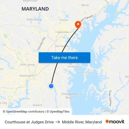 Courthouse at Judges Drive to Middle River, Maryland map