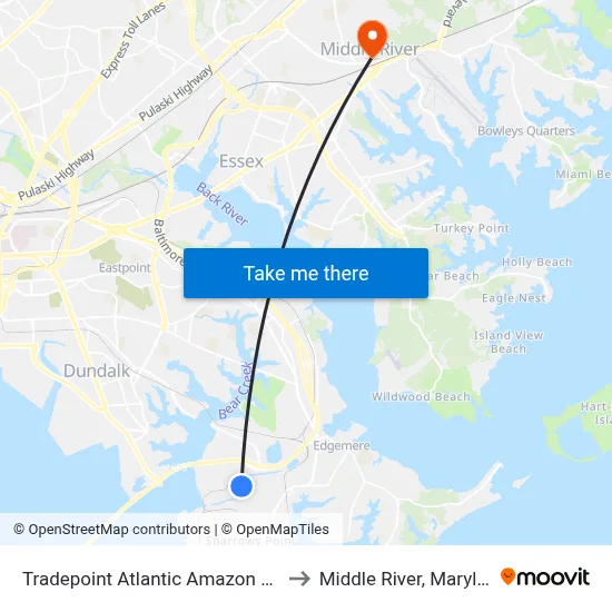 Tradepoint Atlantic Amazon Mtn6 to Middle River, Maryland map