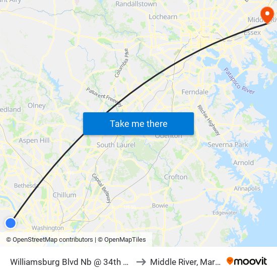 Williamsburg Blvd Nb @ 34th Rd N Ns to Middle River, Maryland map