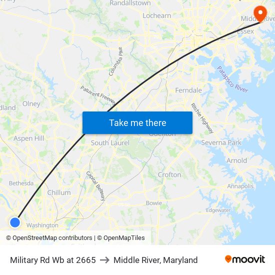 Military Rd Wb at 2665 to Middle River, Maryland map