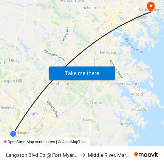 Langston Blvd Eb @ Fort Myer Dr Ns to Middle River, Maryland map