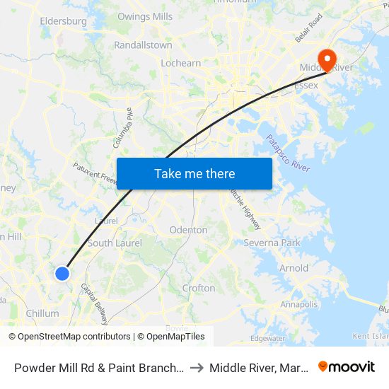 Powder Mill Rd & Paint Branch Home to Middle River, Maryland map