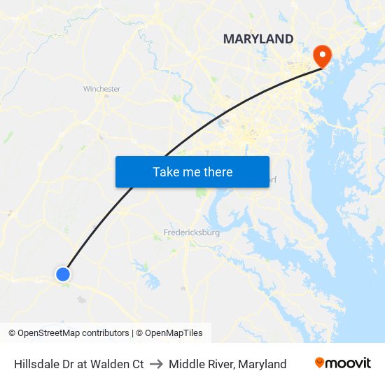 Hillsdale Dr at Walden Ct to Middle River, Maryland map