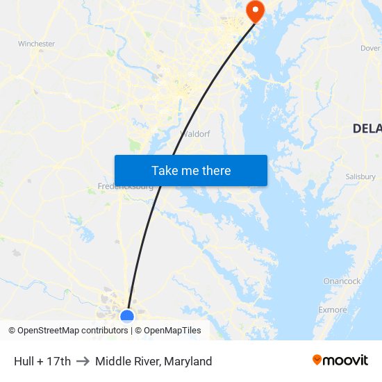 Hull + 17th to Middle River, Maryland map