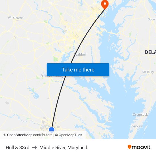 Hull & 33rd to Middle River, Maryland map