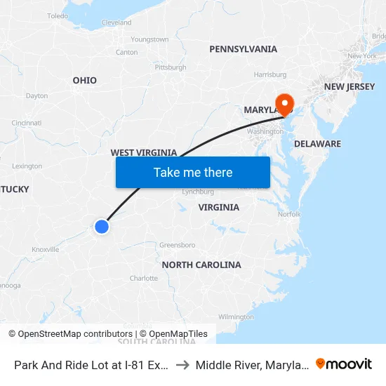 Park And Ride Lot at I-81 Exit 5 to Middle River, Maryland map