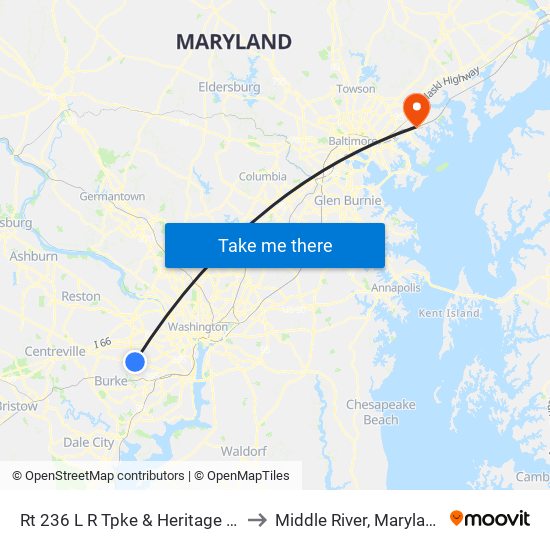 Rt 236 L R Tpke & Heritage Dr to Middle River, Maryland map