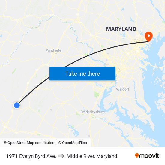 1971 Evelyn Byrd Ave. to Middle River, Maryland map