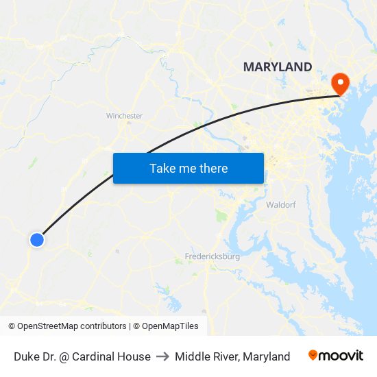 Duke Dr. @ Cardinal House to Middle River, Maryland map