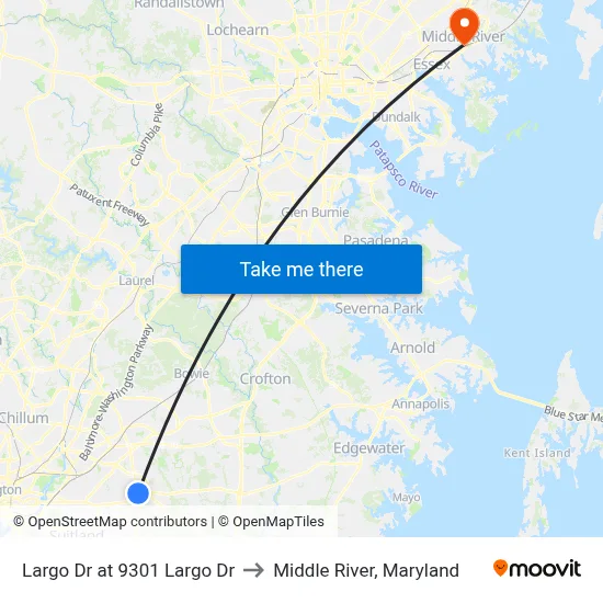 Largo Dr at 9301 Largo Dr to Middle River, Maryland map