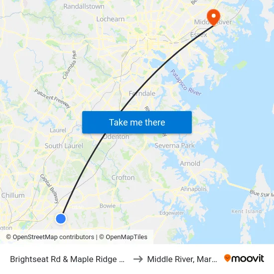 Brightseat Rd & Maple Ridge Apts #2 to Middle River, Maryland map