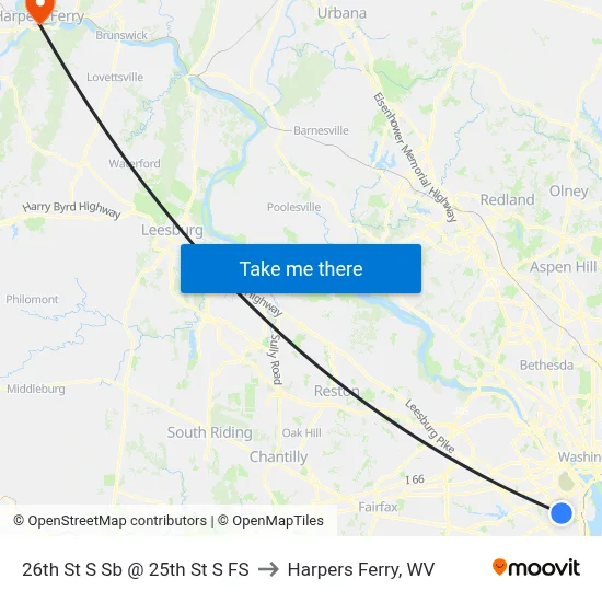 26th St S Sb @ 25th St S FS to Harpers Ferry, WV map