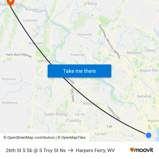 26th St S Sb @ S Troy St Ns to Harpers Ferry, WV map
