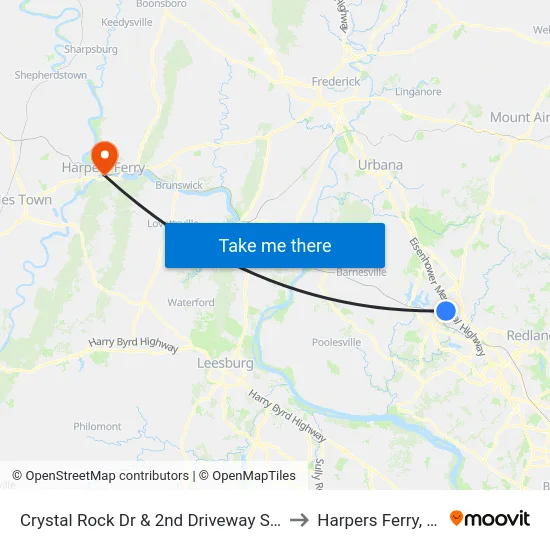 Crystal Rock Dr & 2nd Driveway South to Harpers Ferry, WV map
