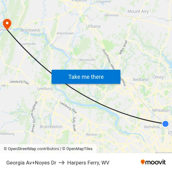 Georgia Av+Noyes Dr to Harpers Ferry, WV map