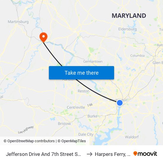 Jefferson Drive And 7th Street SW (Eb) to Harpers Ferry, WV map