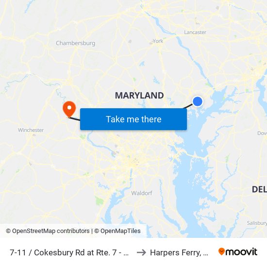 7-11 / Cokesbury Rd at Rte. 7 - Wb to Harpers Ferry, WV map