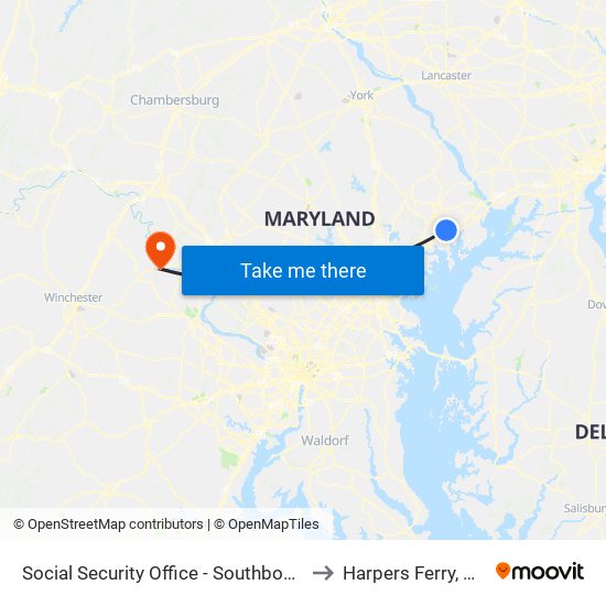 Social Security Office - Southbound to Harpers Ferry, WV map