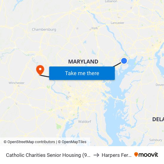 Catholic Charities Senior Housing (901 Barnett Ln) to Harpers Ferry, WV map