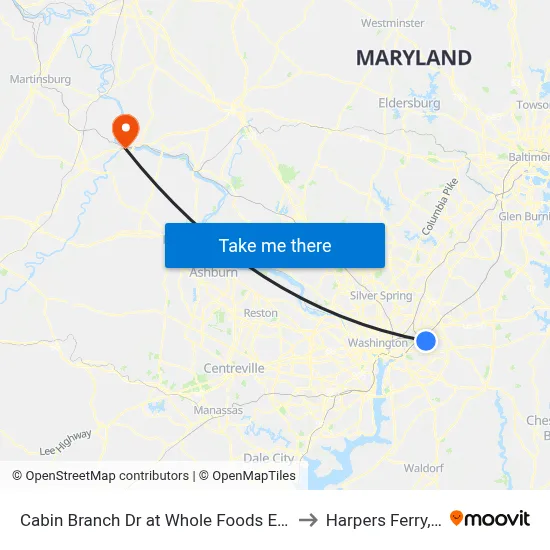 Cabin Branch Dr at Whole Foods Entrance to Harpers Ferry, WV map