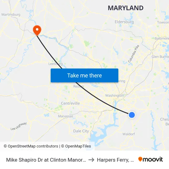 Mike Shapiro Dr at Clinton Manor Ent to Harpers Ferry, WV map