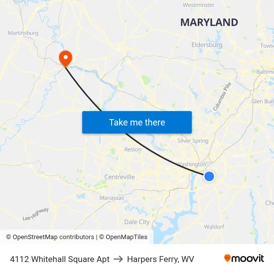4112 Whitehall Square Apt to Harpers Ferry, WV map