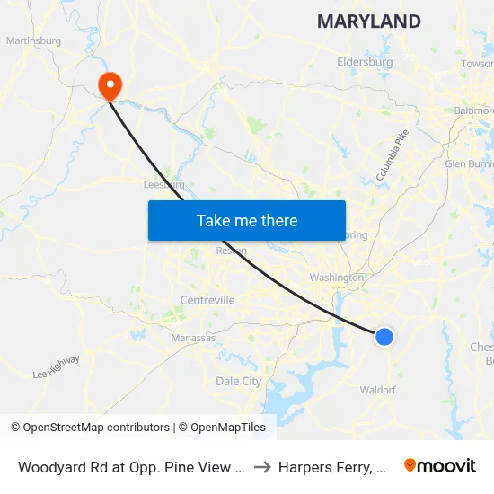 Woodyard Rd at Opp. Pine View Ln to Harpers Ferry, WV map