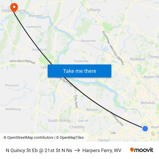 N Quincy St Sb @ 21st St N Ns to Harpers Ferry, WV map