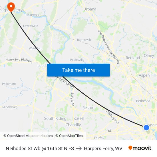 N Rhodes St Wb @ 16th St N FS to Harpers Ferry, WV map