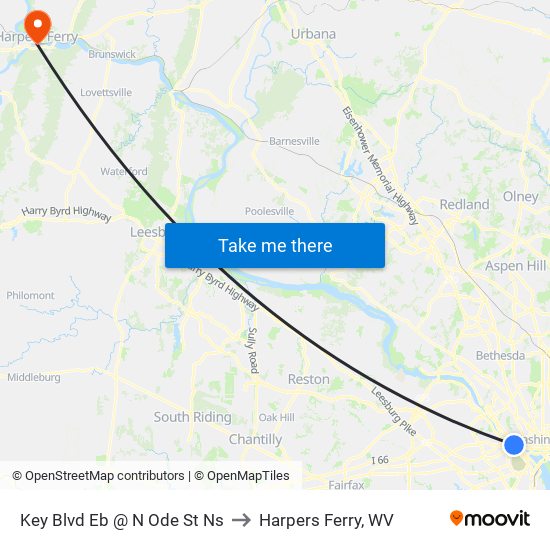 Key Blvd Eb @ N Ode St Ns to Harpers Ferry, WV map