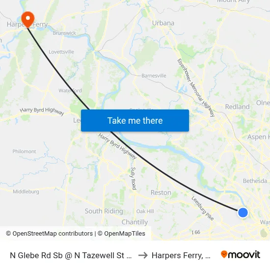 N Glebe Rd Sb @ N Tazewell St FS to Harpers Ferry, WV map