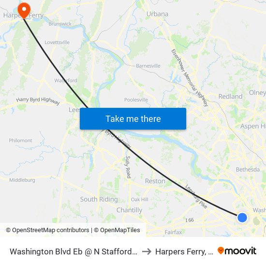 Washington Blvd Eb @ N Stafford St FS to Harpers Ferry, WV map