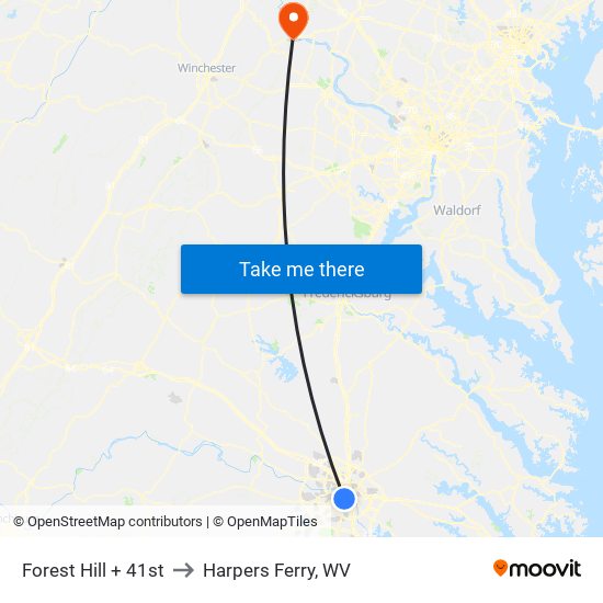 Forest Hill + 41st to Harpers Ferry, WV map